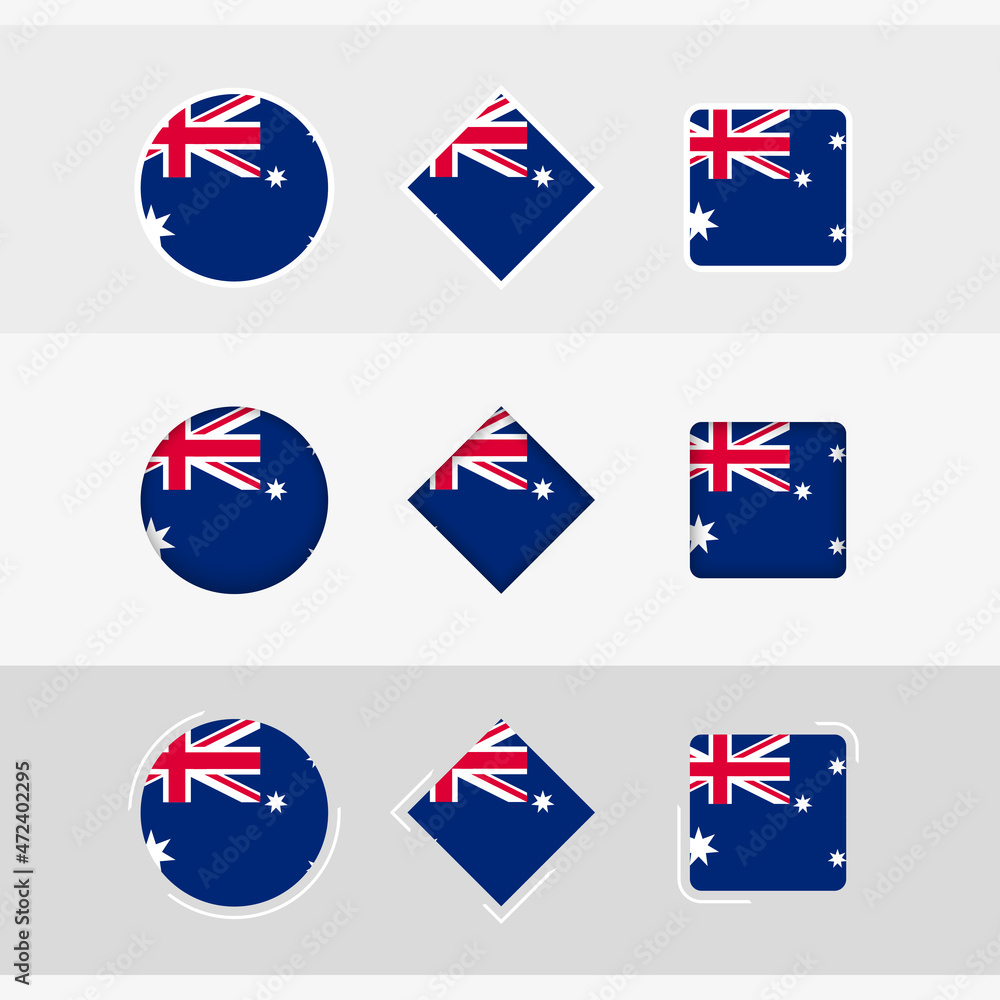 Australia flag icons set, vector flag of Australia. Australia flag icons set, vector flag of Australia.