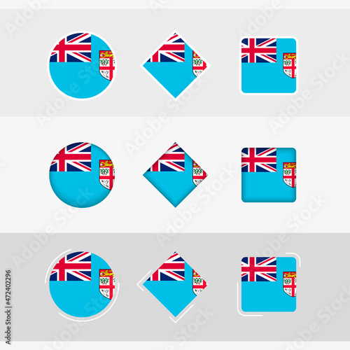 Fiji flag icons set, vector flag of Fiji.