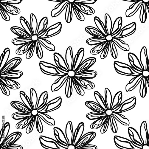 Black and white simple floral vector seamless  pattern. Great for fabric  textiles  wallpaper  stationary  scrapbook and other surfaces.