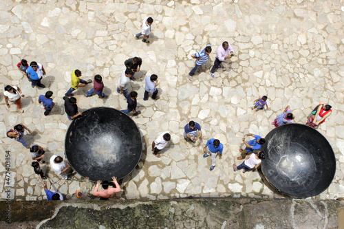 Fresh water bowls, view from above. Jaipur, India  photo