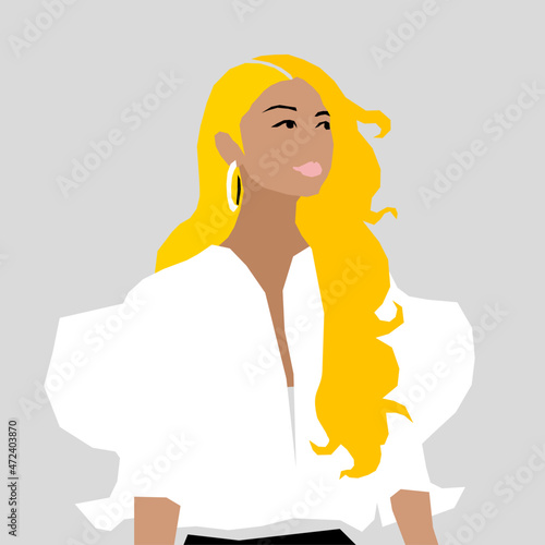 girl with golden hair isolate vector illustration