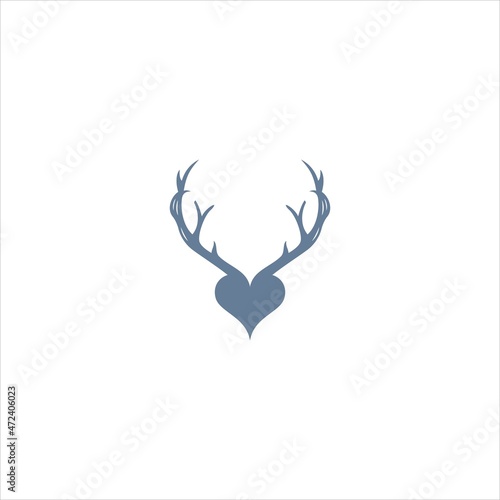 deer antler logo vector template heart