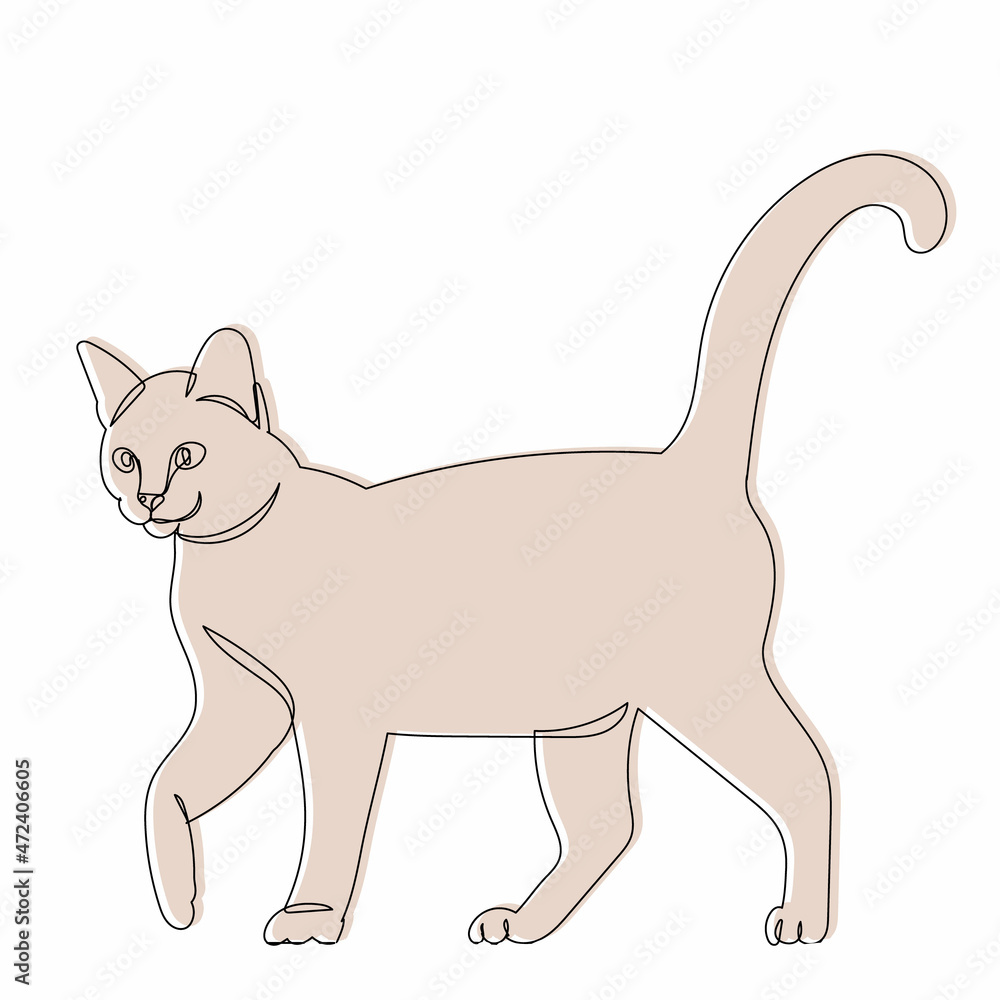 sketch brown cat, vector, isolated sketch brown cat, vector, isolated