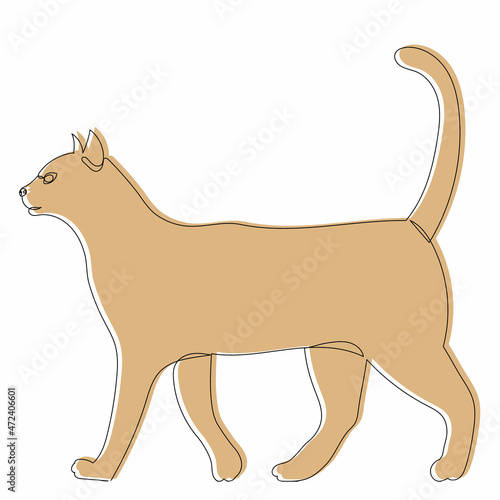 sketch brown cat  vector  isolated