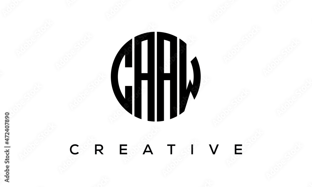 Letters CAAW creative circle logo design vector, 4 letters logo Letters CAAW creative circle logo design vector, 4 letters logo