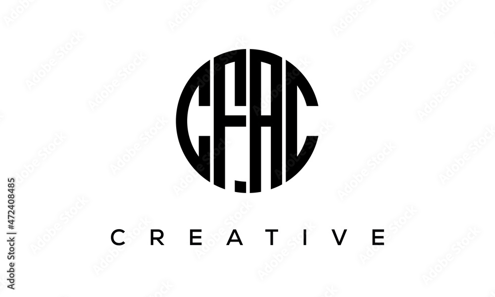 Letters CFAC creative circle logo design vector, 4 letters logo Letters CFAC creative circle logo design vector, 4 letters logo