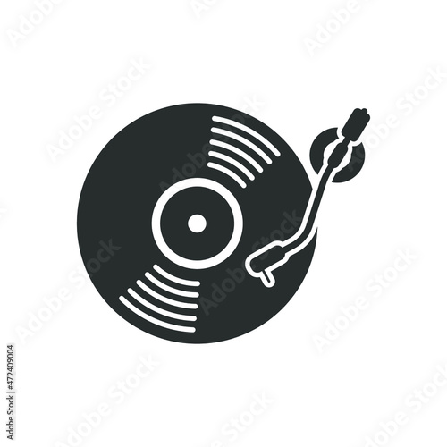 Black vinyl record disc flat concept vector illustration. photo