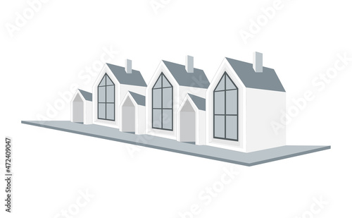 Houses apartments perspective view. Flat vector illustration
