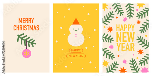Set of Christmas and New Year cards