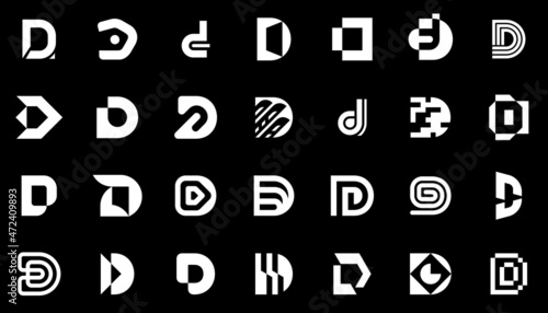 Abstract logos collection with letter D. Geometric abstract logos. Icon design 