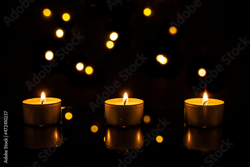burning candles in the dark