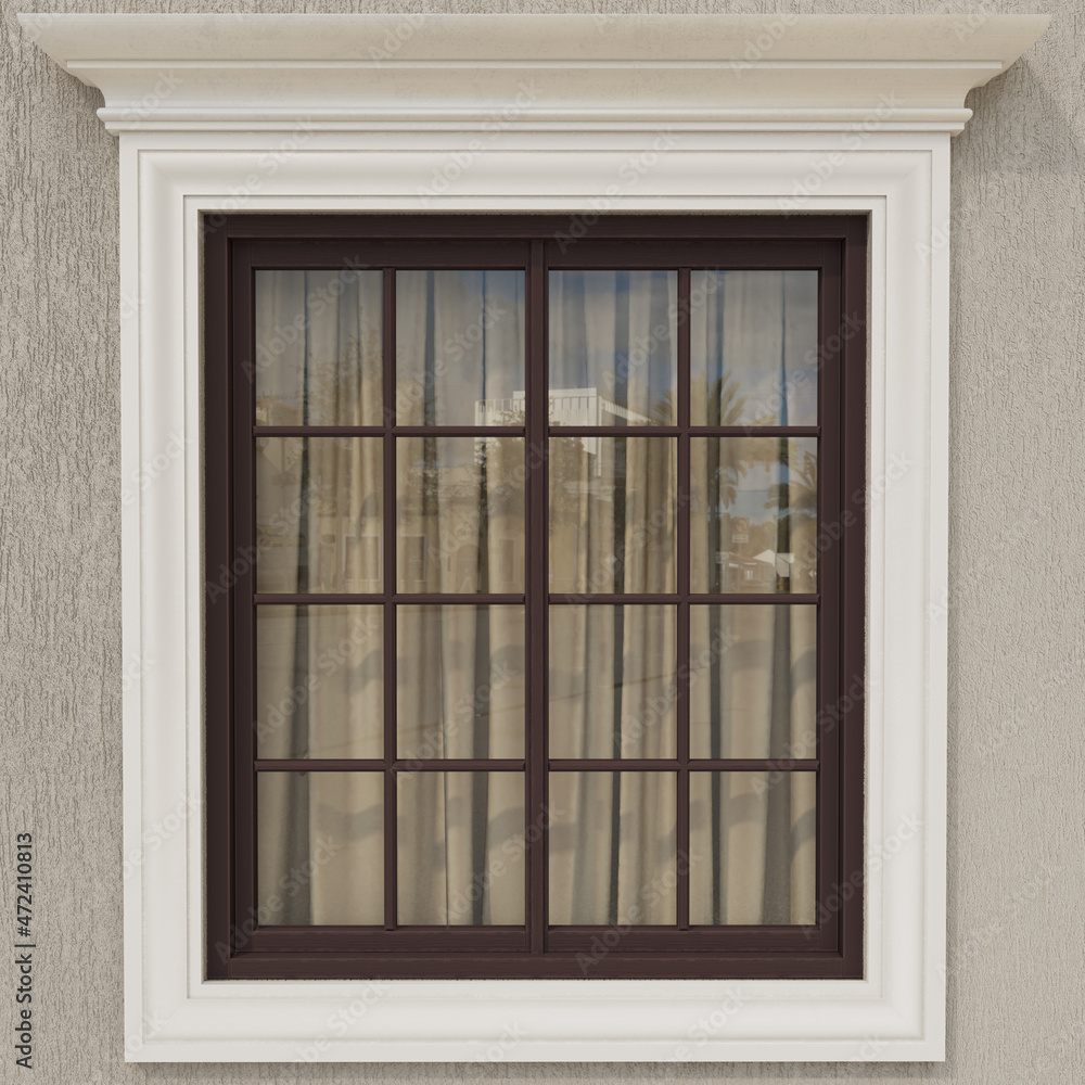 Classic windows with stucco molding Classic windows with stucco molding