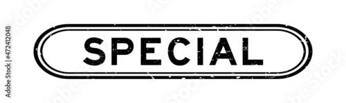 Grunge black special word rubber seal stamp on white background
