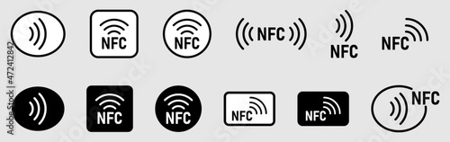 Set NFC wireless payment technology icons. Vector EPS 10 photo