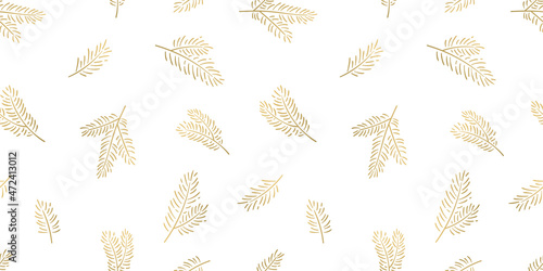 Cute hand drawn seamless pattern with fir branches and hanging decoration, great for christmas banners, wallpapers, wrapping, textiles - vector design