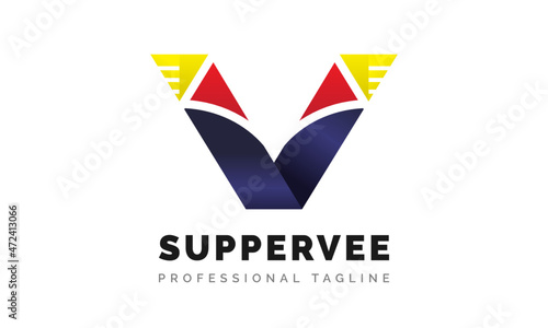 Free Download Super V - Letter Logo Design Vector Icon Symbol Illustration. - GFXLoad