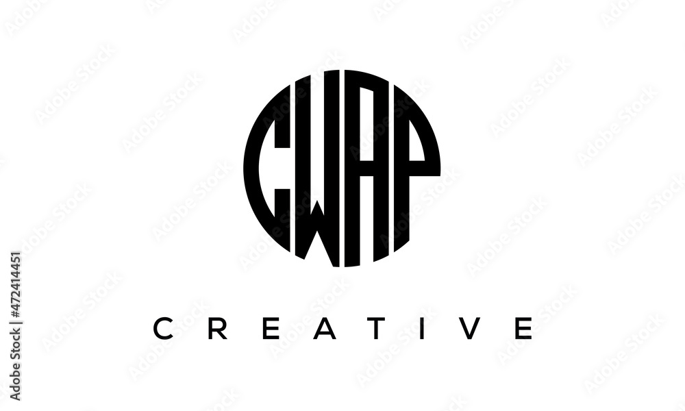 Letters CWAP creative circle logo design vector, 4 letters logo Letters CWAP creative circle logo design vector, 4 letters logo