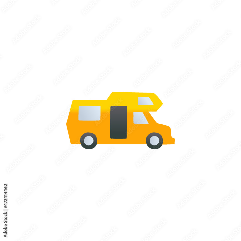 Bus, camp, camper icon, campsite car symbol in gradient color, isolated on white background