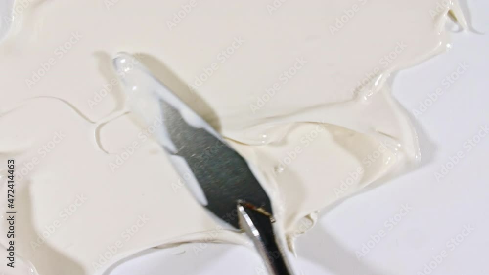 White cream for face, smear, concealer, cosmetic liquid foundation, cream smudge, makeup brush. Beauty skincare product sample. Organic cosmetics, medicine. Slow motion. High quality 4k footage White cream for face, smear, concealer, cosmetic liquid foundation, cream smudge, makeup brush. Beauty skincare product sample. Organic cosmetics, medicine. Slow motion. High quality 4k footage