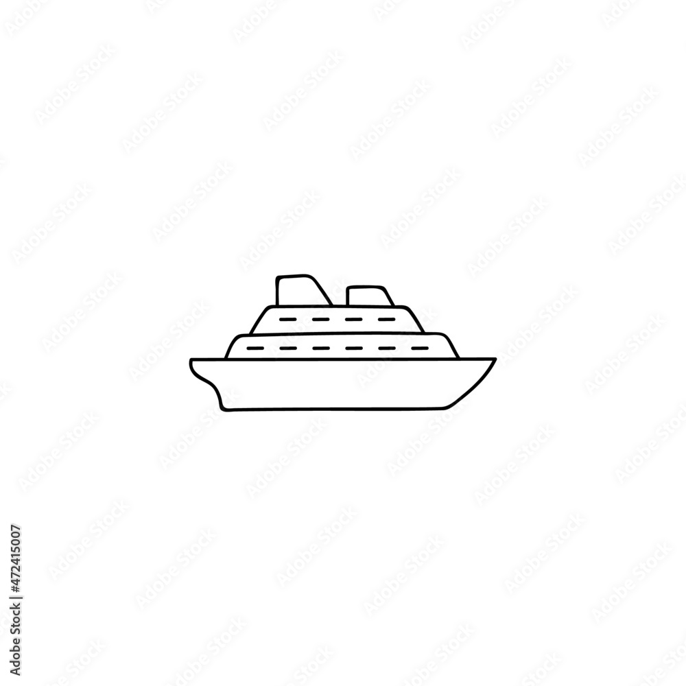 cruise boat icon. yacht symbol in flat black line style, isolated on white background cruise boat icon. yacht symbol in flat black line style, isolated on white background