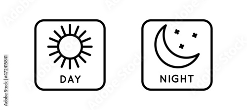 Line Icon Switches Day-Night Mode In Simple Style. Light Dark mode for mobile app development. Vector sign in a simple style isolated on a white background. Original size 64x64 pixels.
