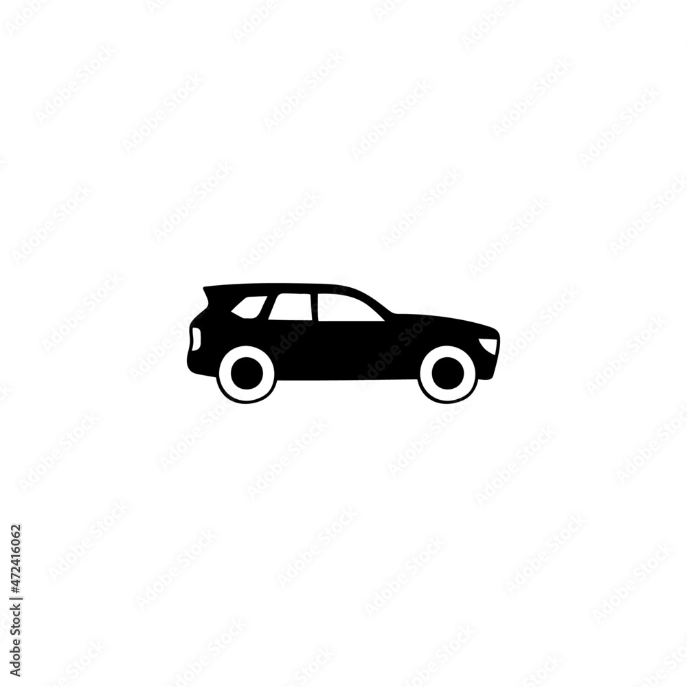 offroad car icon in solid black flat shape glyph icon, isolated on white background 