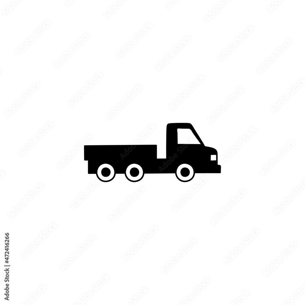Flatbed, flatbedlorry truck icon in solid black flat shape glyph icon, isolated on white background