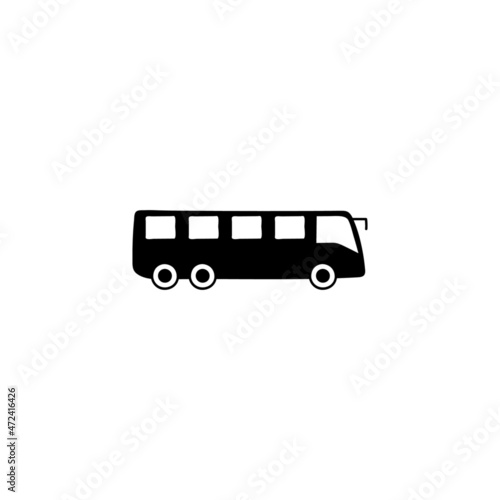 modern Bus, school bus, school transport icon in solid black flat shape glyph icon, isolated on white background 