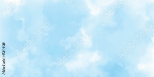 abstract watercolour painting blue sky overcast above the cloud in panorama view beautiful cloudscape for background
