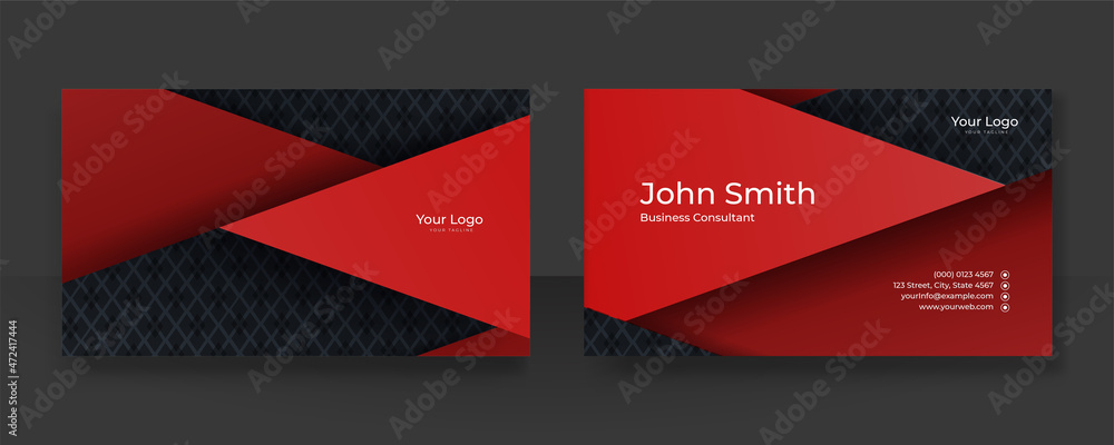Modern black and red business card design template