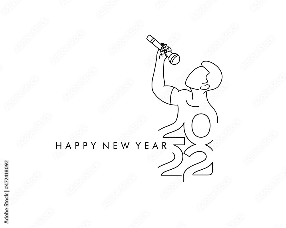 Happy New Year 2022 Man With Mic, Vector illustration. Happy New Year 2022 Man With Mic, Vector illustration.