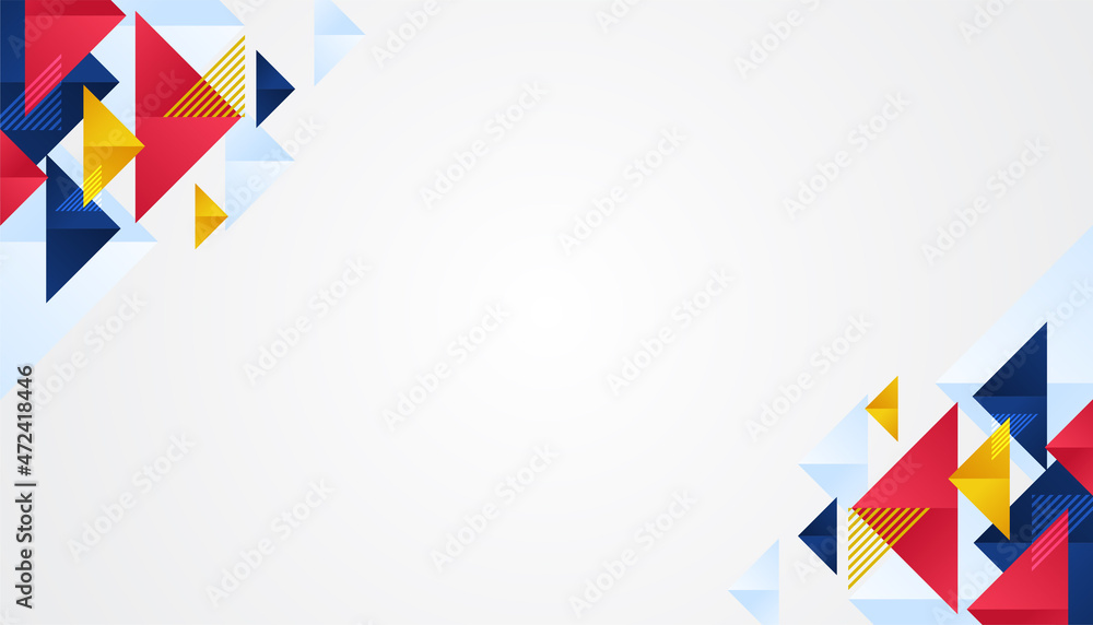 Fototapeta premium Blue red yellow triangle geometrical abstract presentation background