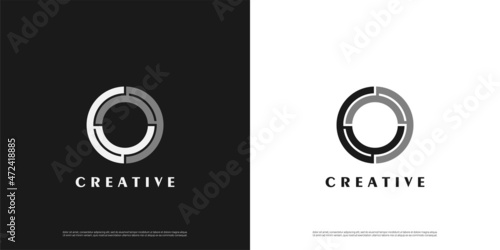Letter O logo icon line design template elements	