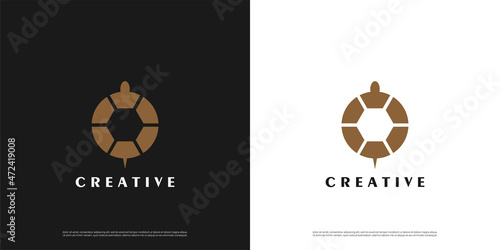 Letter O logo icon turtle design template elements	