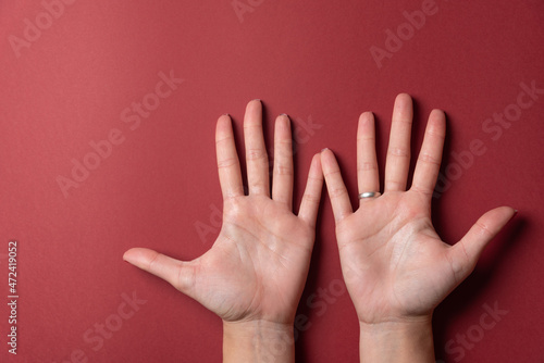 Open and dry woman hands without gel