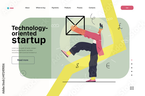 Startup illustration, website landing template. Concept of building new business