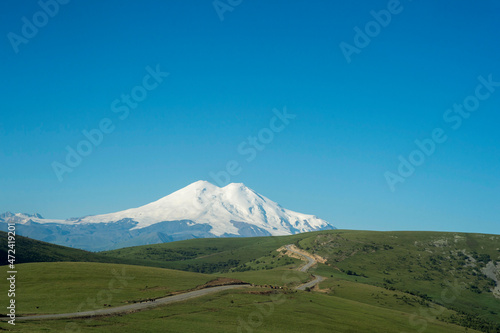 Russia North Caucasus. Mountain peaks. View of Elbrus.