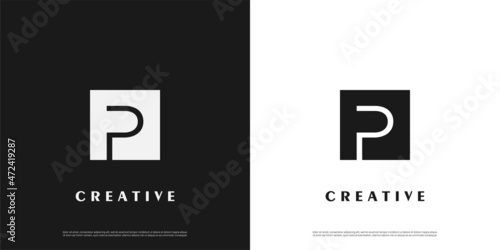 Letter P logo icon line design template elements 