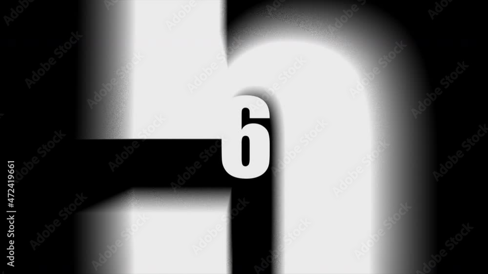 Simple countdown white number animation template. With zoom in and out effect. Countdown timer for 10 to 0 seconds for video overlay with black and green screen background. Simply and modern style