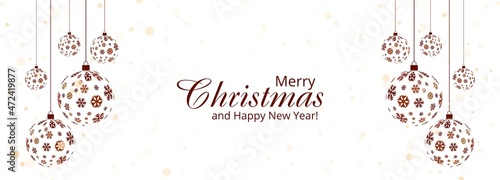 Obraz na plátně Merry Christmas ball and happy new year banner vector