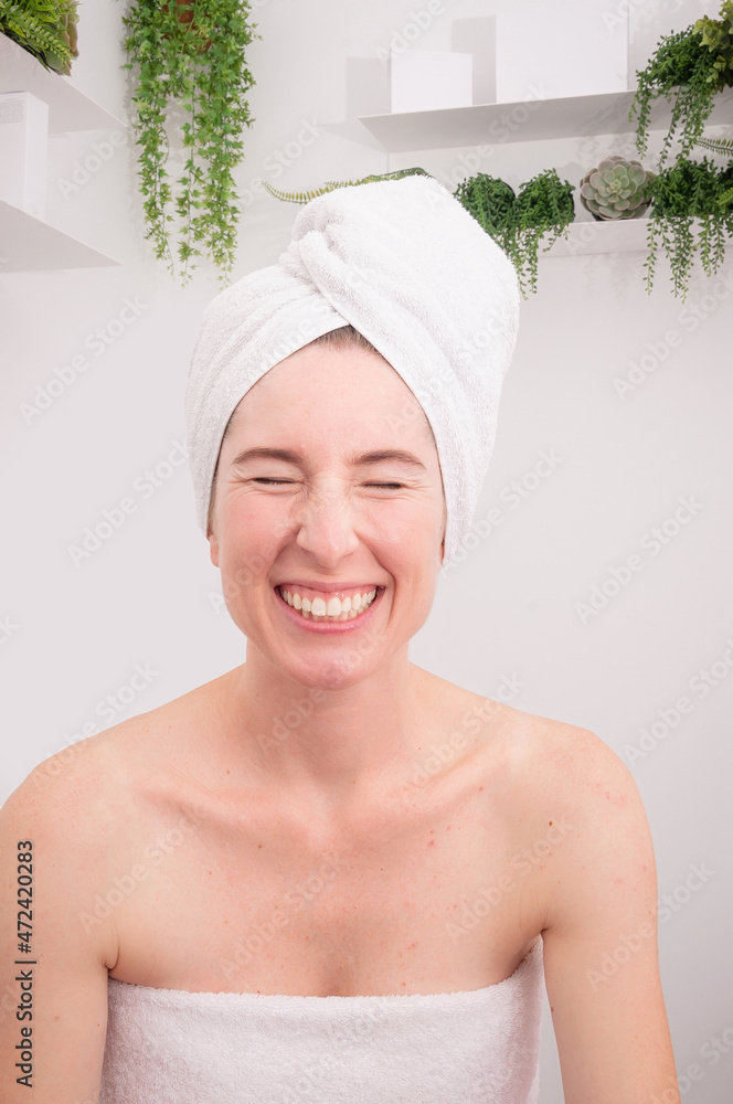 Portrait of smiling and happy woman in a spa. Portrait of smiling and happy woman in a spa.