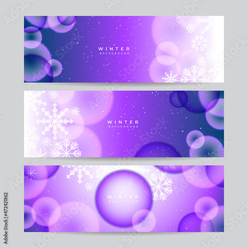 Christmas banner with snowflakes. Merry Christmas and Happy New Year greeting banner. Horizontal new year background, headers, posters, cards, website.Vector illustration