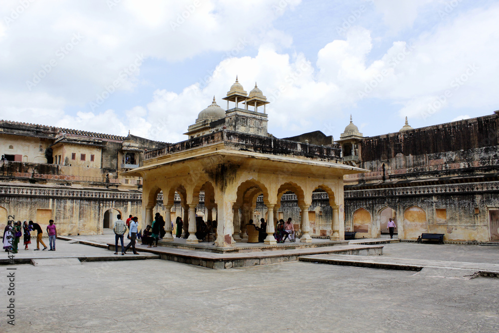  Zanani Deorhi. Baradari pavilion at Man Singh I Palace Square. Amber fort. Jaipur, India