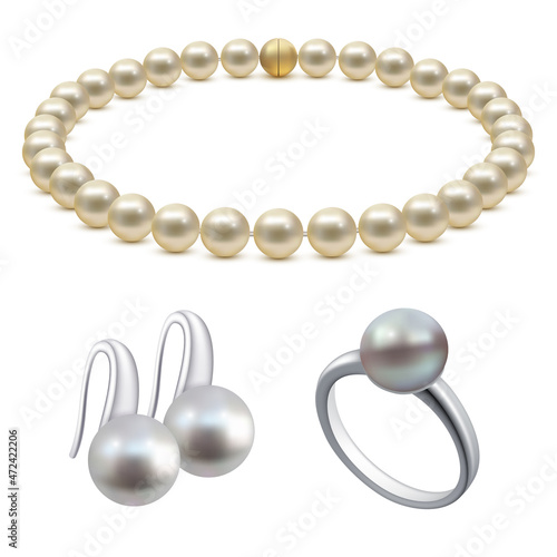 Jewelry accessories realistic set isolated on white