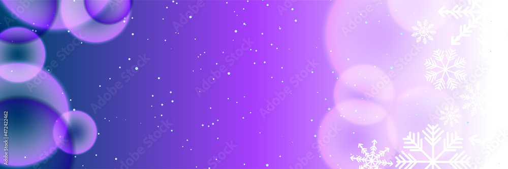 Fototapeta premium Winter Christmas banner with snowflakes. Merry Christmas and Happy New Year greeting banner. Horizontal new year background, headers, posters, cards, website. Vector illustration