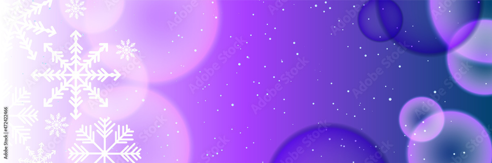 Obraz premium Winter Christmas banner with snowflakes. Merry Christmas and Happy New Year greeting banner. Horizontal new year background, headers, posters, cards, website. Vector illustration