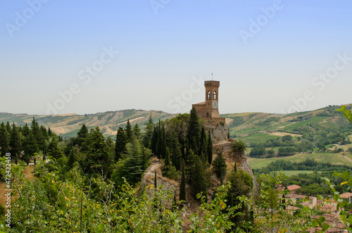 The Clock Tower of Brisighella among the hills