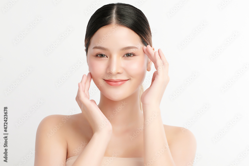 Beautiful young asian woman with clean fresh skin on white background, Face care, Facial treatment, Cosmetology, beauty and spa, Asian women portrait. Beautiful young asian woman with clean fresh skin on white background, Face care, Facial treatment, Cosmetology, beauty and spa, Asian women portrait.