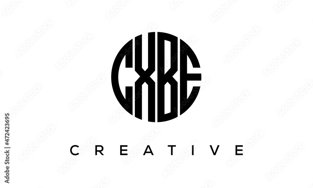 Letters CXBE creative circle logo design vector, 4 letters logo Letters CXBE creative circle logo design vector, 4 letters logo