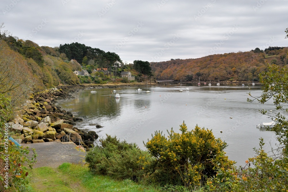Beautiful seascape of the coast at Lannion in Brittany France